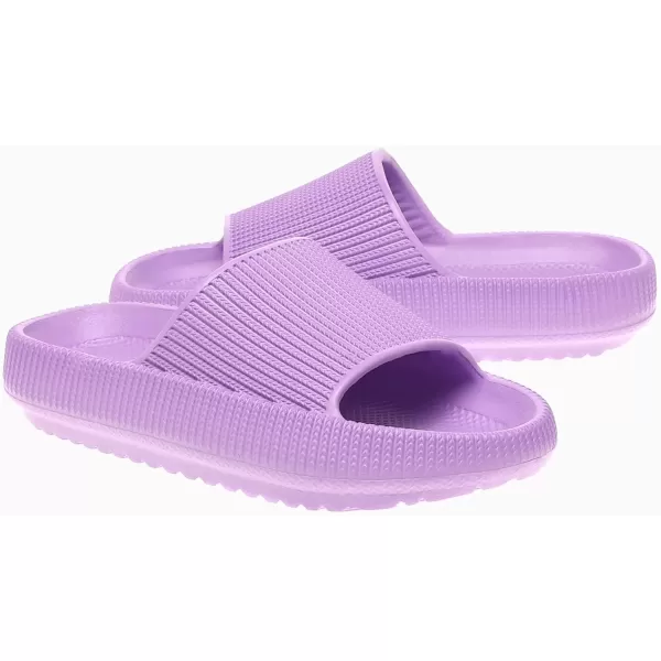 imagerosyclo Cloud Slides for Kids Toddler Pillow Slippers Shower Bathroom NonSlip Open Toe Super Soft Comfy Thick Sole Cozy Boys Girls Home House Cloud Cushion Slide Sandals for Indoor Outdoor ShoesPurple