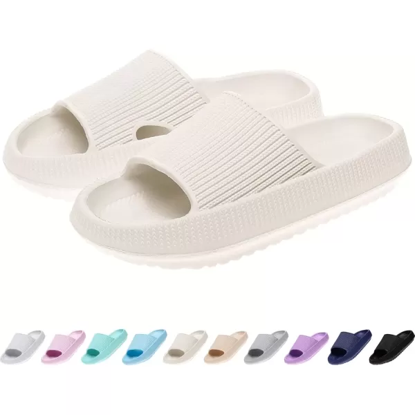 imagerosyclo Cloud Slides for Kids Toddler Pillow Slippers Shower Bathroom NonSlip Open Toe Super Soft Comfy Thick Sole Cozy Boys Girls Home House Cloud Cushion Slide Sandals for Indoor Outdoor ShoesBeige