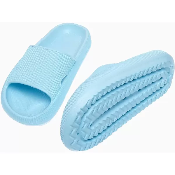 imagerosyclo Cloud Slides for Kids Toddler Pillow Slippers Shower Bathroom NonSlip Open Toe Super Soft Comfy Thick Sole Cozy Boys Girls Home House Cloud Cushion Slide Sandals for Indoor Outdoor ShoesBaby Blue
