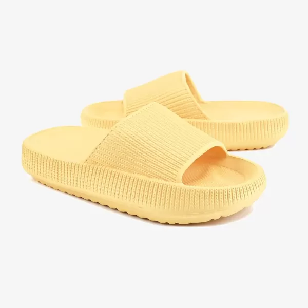 imagerosyclo Cloud Slides for Kids Toddler Pillow Slippers Shower Bathroom NonSlip Open Toe Super Soft Comfy Thick Sole Cozy Boys Girls Home House Cloud Cushion Slide Sandals for Indoor Outdoor ShoesYellow