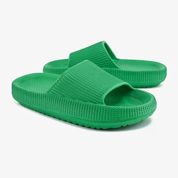 imagerosyclo Cloud Slides for Kids Toddler Pillow Slippers Shower Bathroom NonSlip Open Toe Super Soft Comfy Thick Sole Cozy Boys Girls Home House Cloud Cushion Slide Sandals for Indoor Outdoor ShoesGreen