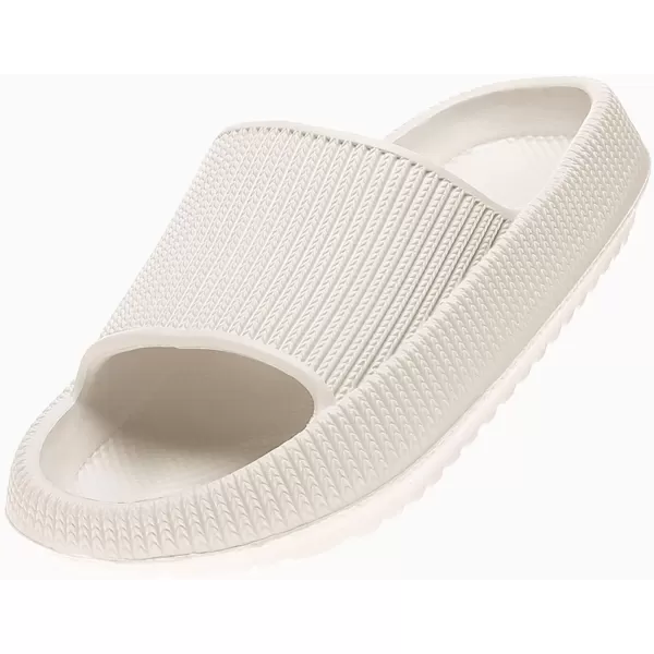 imagerosyclo Cloud Slides for Kids Toddler Pillow Slippers Shower Bathroom NonSlip Open Toe Super Soft Comfy Thick Sole Cozy Boys Girls Home House Cloud Cushion Slide Sandals for Indoor Outdoor ShoesBeige