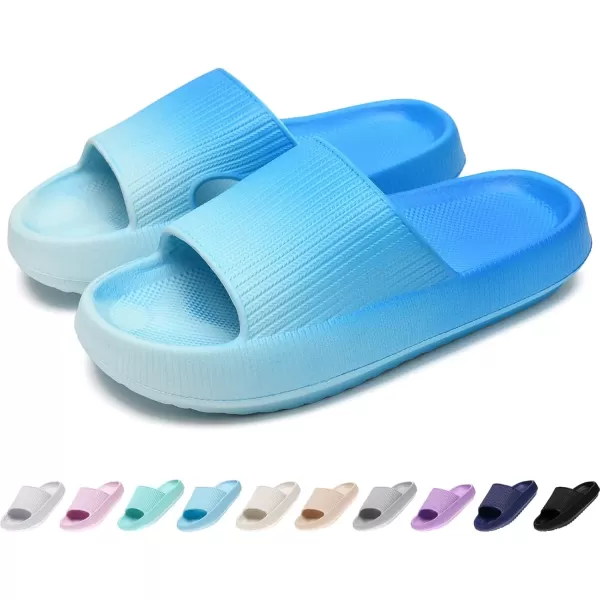imagerosyclo Cloud Slides for Kids Toddler Pillow Slippers Shower Bathroom NonSlip Open Toe Super Soft Comfy Thick Sole Cozy Boys Girls Home House Cloud Cushion Slide Sandals for Indoor Outdoor ShoesOcean