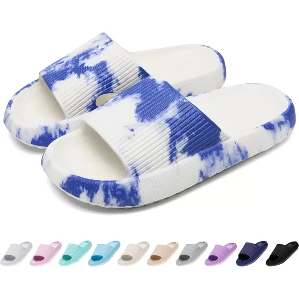 imagerosyclo Cloud Slides for Kids Toddler Pillow Slippers Shower Bathroom NonSlip Open Toe Super Soft Comfy Thick Sole Cozy Boys Girls Home House Cloud Cushion Slide Sandals for Indoor Outdoor ShoesBlue and White Porcelain