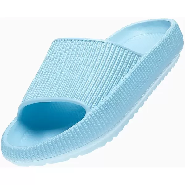 imagerosyclo Cloud Slides for Kids Toddler Pillow Slippers Shower Bathroom NonSlip Open Toe Super Soft Comfy Thick Sole Cozy Boys Girls Home House Cloud Cushion Slide Sandals for Indoor Outdoor ShoesBaby Blue