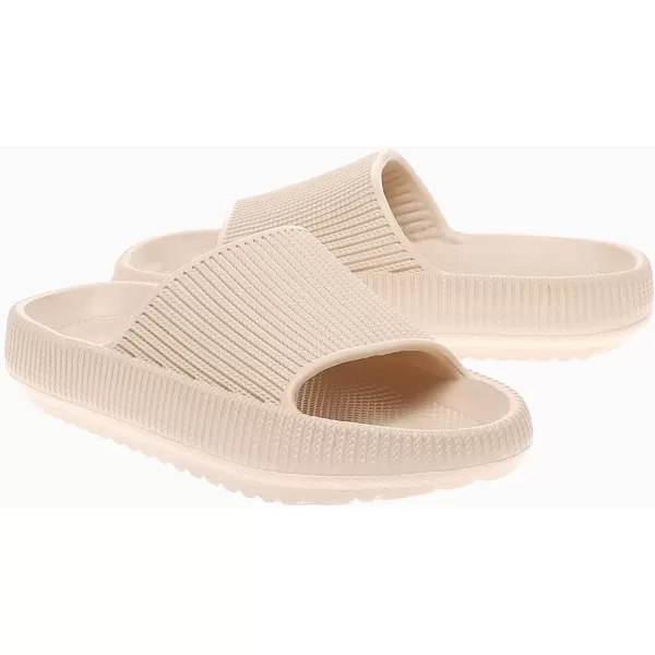 imagerosyclo Cloud Slides for Kids Toddler Pillow Slippers Shower Bathroom NonSlip Open Toe Super Soft Comfy Thick Sole Cozy Boys Girls Home House Cloud Cushion Slide Sandals for Indoor Outdoor ShoesKhaki