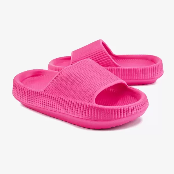 imagerosyclo Cloud Slides for Kids Toddler Pillow Slippers Shower Bathroom NonSlip Open Toe Super Soft Comfy Thick Sole Cozy Boys Girls Home House Cloud Cushion Slide Sandals for Indoor Outdoor ShoesHot Pink