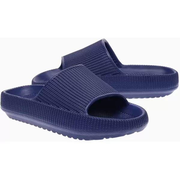 imagerosyclo Cloud Slides for Kids Toddler Pillow Slippers Shower Bathroom NonSlip Open Toe Super Soft Comfy Thick Sole Cozy Boys Girls Home House Cloud Cushion Slide Sandals for Indoor Outdoor ShoesNavy