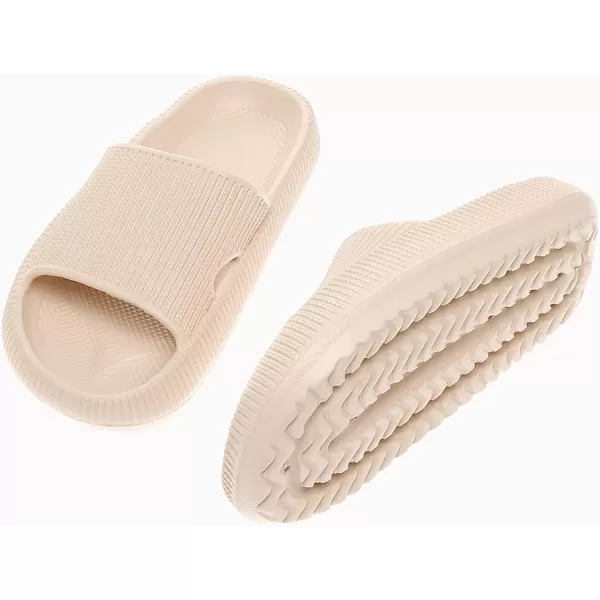 imagerosyclo Cloud Slides for Kids Toddler Pillow Slippers Shower Bathroom NonSlip Open Toe Super Soft Comfy Thick Sole Cozy Boys Girls Home House Cloud Cushion Slide Sandals for Indoor Outdoor ShoesKhaki
