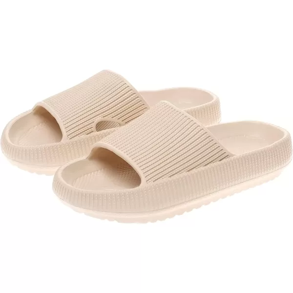 imagerosyclo Cloud Slides for Kids Toddler Pillow Slippers Shower Bathroom NonSlip Open Toe Super Soft Comfy Thick Sole Cozy Boys Girls Home House Cloud Cushion Slide Sandals for Indoor Outdoor ShoesKhaki
