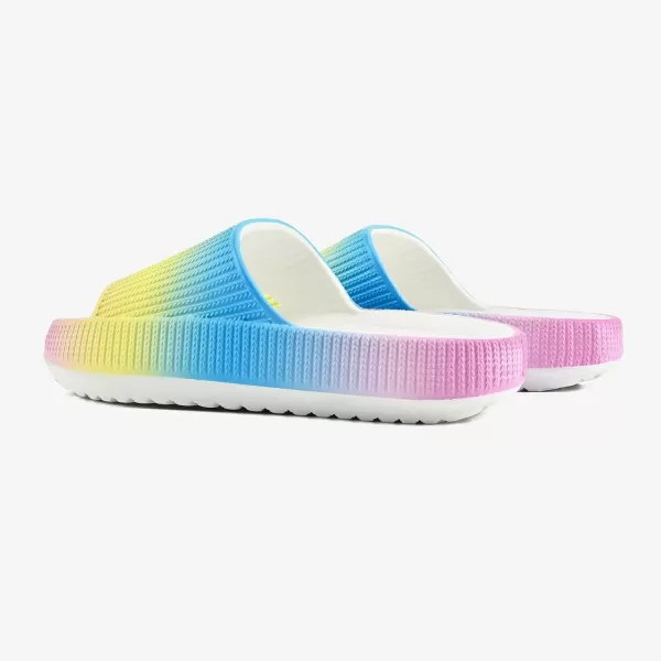 imagerosyclo Cloud Slides for Kids Toddler Pillow Slippers Shower Bathroom NonSlip Open Toe Super Soft Comfy Thick Sole Cozy Boys Girls Home House Cloud Cushion Slide Sandals for Indoor Outdoor ShoesRainbow