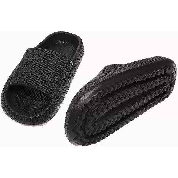 imagerosyclo Cloud Slides for Kids Toddler Pillow Slippers Shower Bathroom NonSlip Open Toe Super Soft Comfy Thick Sole Cozy Boys Girls Home House Cloud Cushion Slide Sandals for Indoor Outdoor ShoesBlack