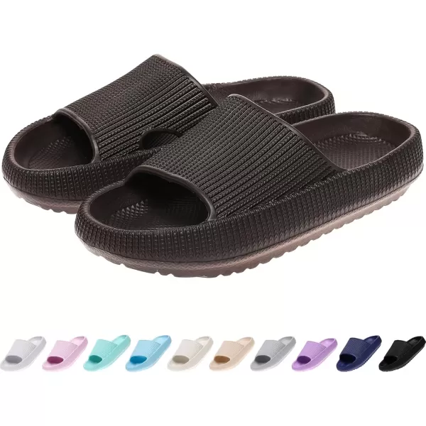 imagerosyclo Cloud Slides for Kids Toddler Pillow Slippers Shower Bathroom NonSlip Open Toe Super Soft Comfy Thick Sole Cozy Boys Girls Home House Cloud Cushion Slide Sandals for Indoor Outdoor ShoesDark Chocolate