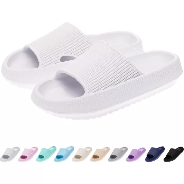 imagerosyclo Cloud Slides for Kids Toddler Pillow Slippers Shower Bathroom NonSlip Open Toe Super Soft Comfy Thick Sole Cozy Boys Girls Home House Cloud Cushion Slide Sandals for Indoor Outdoor ShoesWhite