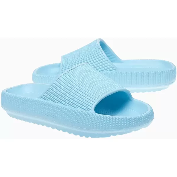 imagerosyclo Cloud Slides for Kids Toddler Pillow Slippers Shower Bathroom NonSlip Open Toe Super Soft Comfy Thick Sole Cozy Boys Girls Home House Cloud Cushion Slide Sandals for Indoor Outdoor ShoesBaby Blue