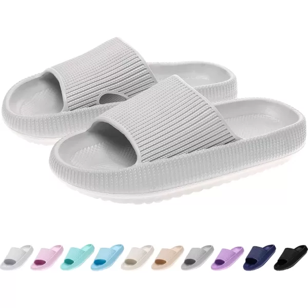 imagerosyclo Cloud Slides for Kids Toddler Pillow Slippers Shower Bathroom NonSlip Open Toe Super Soft Comfy Thick Sole Cozy Boys Girls Home House Cloud Cushion Slide Sandals for Indoor Outdoor ShoesGrey