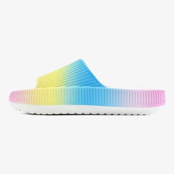 imagerosyclo Cloud Slides for Kids Toddler Pillow Slippers Shower Bathroom NonSlip Open Toe Super Soft Comfy Thick Sole Cozy Boys Girls Home House Cloud Cushion Slide Sandals for Indoor Outdoor ShoesRainbow