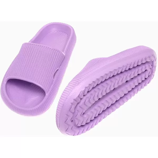 imagerosyclo Cloud Slides for Kids Toddler Pillow Slippers Shower Bathroom NonSlip Open Toe Super Soft Comfy Thick Sole Cozy Boys Girls Home House Cloud Cushion Slide Sandals for Indoor Outdoor ShoesPurple