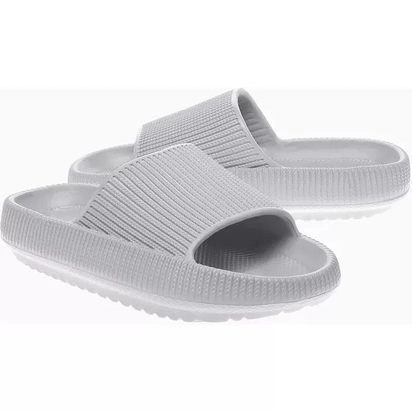 imagerosyclo Cloud Slides for Kids Toddler Pillow Slippers Shower Bathroom NonSlip Open Toe Super Soft Comfy Thick Sole Cozy Boys Girls Home House Cloud Cushion Slide Sandals for Indoor Outdoor ShoesGrey