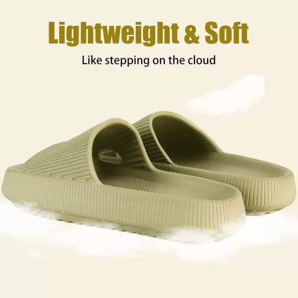 imagerosyclo Cloud Slippers for Women and Men Pillow House Slippers Shower Shoes Indoor Slides Bathroom Sandals Ultimate Comfort Lightweight Thick Sole NonSlip Easy to CleanOlive Green