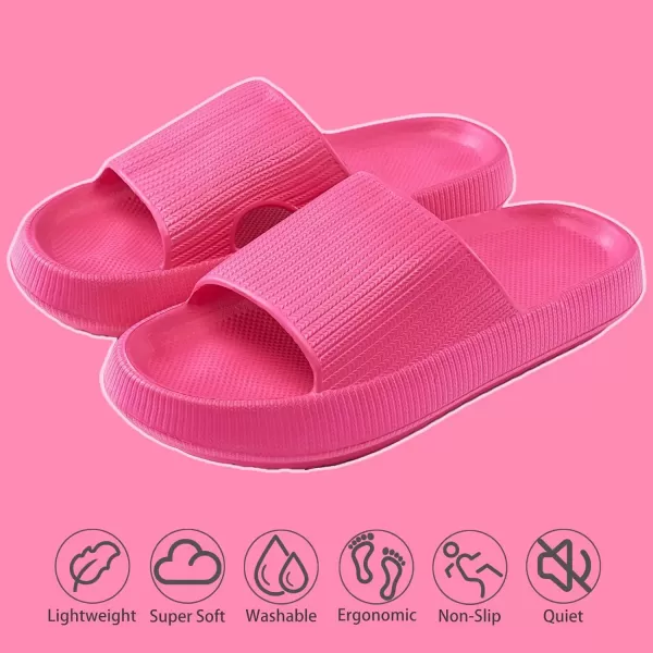 imagerosyclo Cloud Slippers for Women and Men Pillow House Slippers Shower Shoes Indoor Slides Bathroom Sandals Ultimate Comfort Lightweight Thick Sole NonSlip Easy to CleanHot Pink