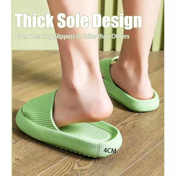 imagerosyclo Cloud Slippers for Women and Men Pillow House Slippers Shower Shoes Indoor Slides Bathroom Sandals Ultimate Comfort Lightweight Thick Sole NonSlip Easy to CleanVolt Green