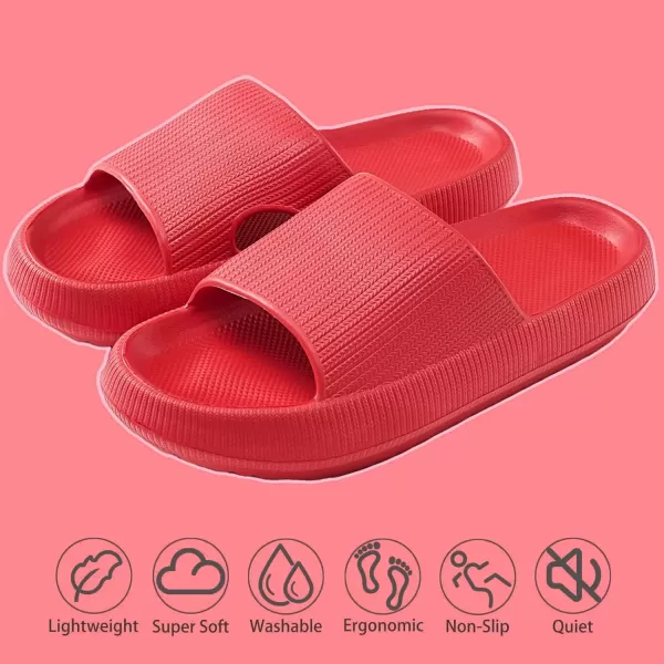 imagerosyclo Cloud Slippers for Women and Men Pillow House Slippers Shower Shoes Indoor Slides Bathroom Sandals Ultimate Comfort Lightweight Thick Sole NonSlip Easy to CleanRed