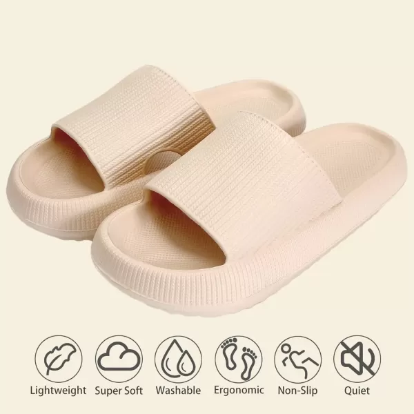 imagerosyclo Cloud Slippers for Women and Men Pillow House Slippers Shower Shoes Indoor Slides Bathroom Sandals Ultimate Comfort Lightweight Thick Sole NonSlip Easy to CleanMilk Tea