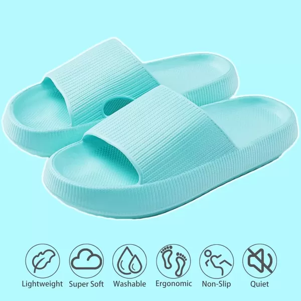 imagerosyclo Cloud Slippers for Women and Men Pillow House Slippers Shower Shoes Indoor Slides Bathroom Sandals Ultimate Comfort Lightweight Thick Sole NonSlip Easy to CleanMint Green