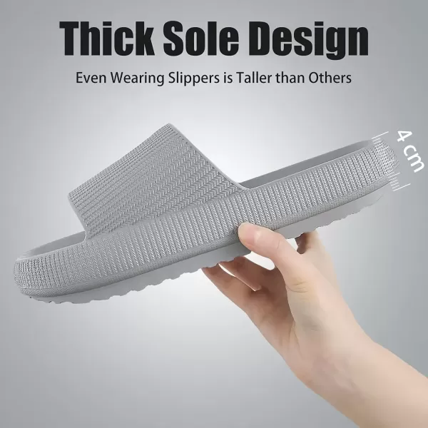 imagerosyclo Cloud Slippers for Women and Men Pillow House Slippers Shower Shoes Indoor Slides Bathroom Sandals Ultimate Comfort Lightweight Thick Sole NonSlip Easy to CleanGrey