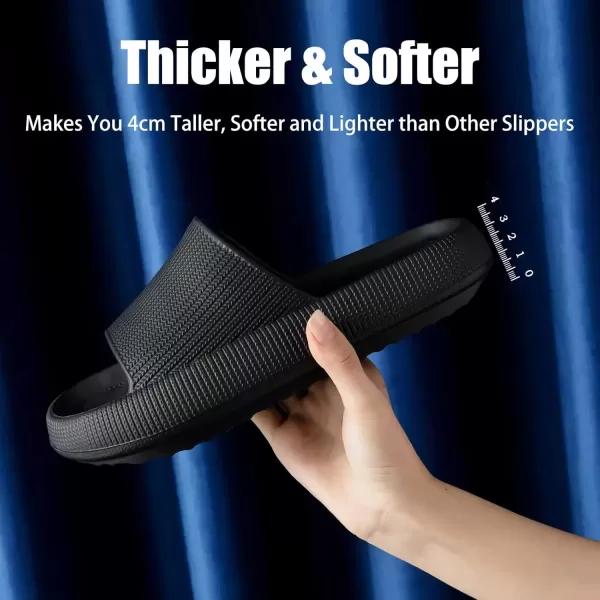 imagerosyclo Cloud Slippers for Women and Men Pillow House Slippers Shower Shoes Indoor Slides Bathroom Sandals Ultimate Comfort Lightweight Thick Sole NonSlip Easy to CleanBlack