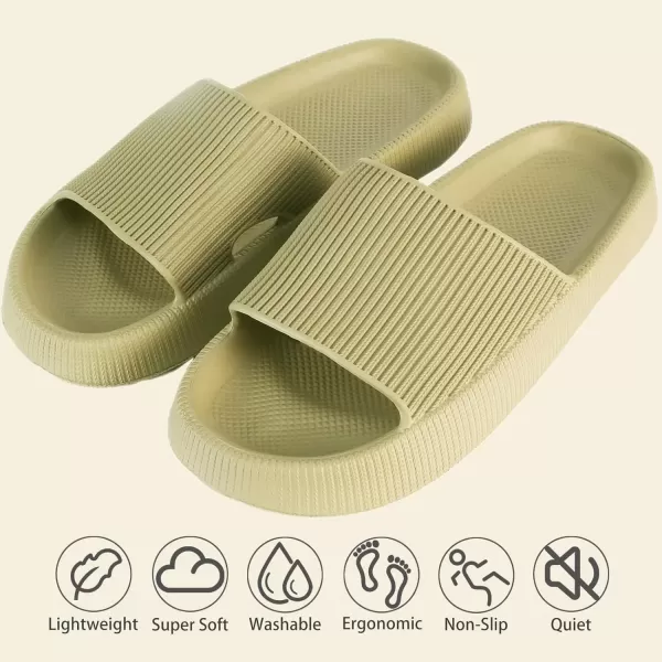 imagerosyclo Cloud Slippers for Women and Men Pillow House Slippers Shower Shoes Indoor Slides Bathroom Sandals Ultimate Comfort Lightweight Thick Sole NonSlip Easy to CleanOlive Green