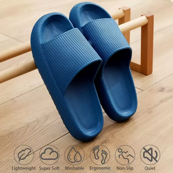 imagerosyclo Cloud Slippers for Women and Men Pillow House Slippers Shower Shoes Indoor Slides Bathroom Sandals Ultimate Comfort Lightweight Thick Sole NonSlip Easy to CleanNavy