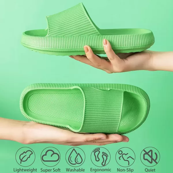 imagerosyclo Cloud Slippers for Women and Men Pillow House Slippers Shower Shoes Indoor Slides Bathroom Sandals Ultimate Comfort Lightweight Thick Sole NonSlip Easy to CleanVolt Green