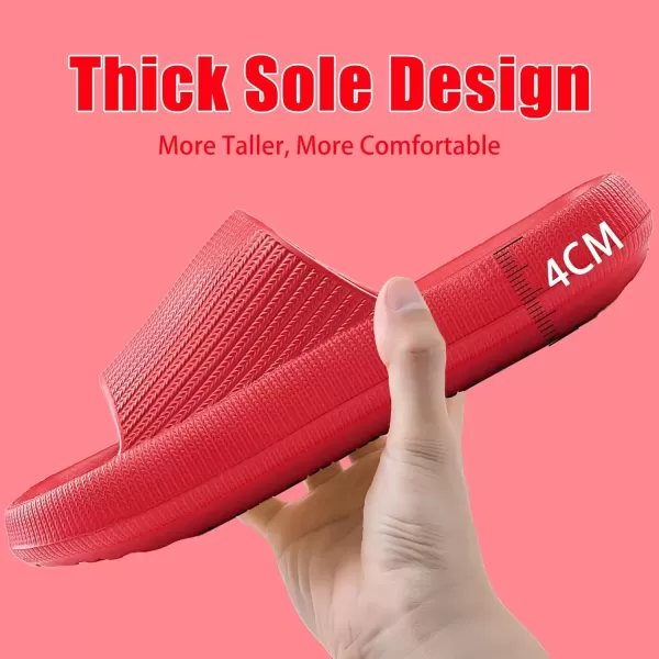 imagerosyclo Cloud Slippers for Women and Men Pillow House Slippers Shower Shoes Indoor Slides Bathroom Sandals Ultimate Comfort Lightweight Thick Sole NonSlip Easy to CleanRed