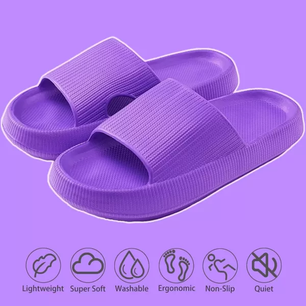 imagerosyclo Cloud Slippers for Women and Men Pillow House Slippers Shower Shoes Indoor Slides Bathroom Sandals Ultimate Comfort Lightweight Thick Sole NonSlip Easy to CleanPurple