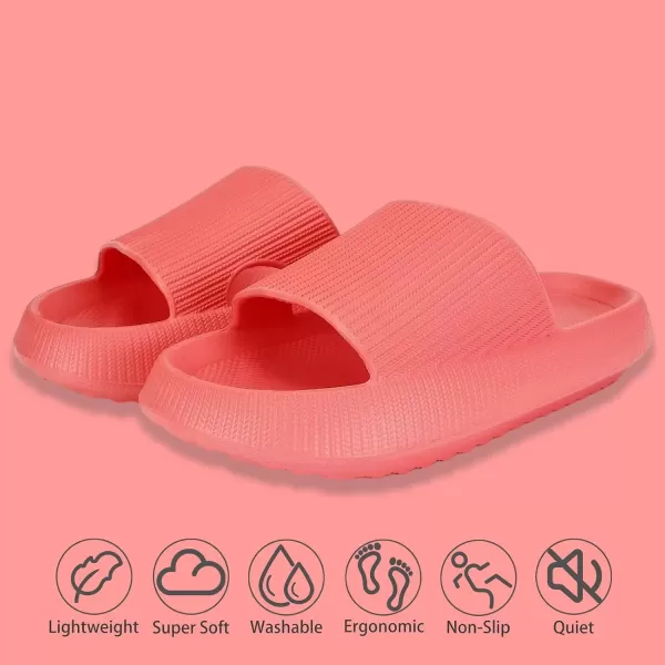 imagerosyclo Cloud Slippers for Women and Men Pillow House Slippers Shower Shoes Indoor Slides Bathroom Sandals Ultimate Comfort Lightweight Thick Sole NonSlip Easy to CleanWatermelon Red