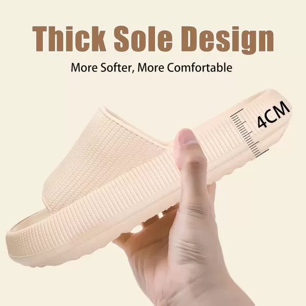 imagerosyclo Cloud Slippers for Women and Men Pillow House Slippers Shower Shoes Indoor Slides Bathroom Sandals Ultimate Comfort Lightweight Thick Sole NonSlip Easy to CleanMilk Tea
