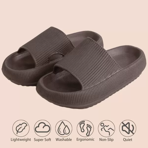 imagerosyclo Cloud Slippers for Women and Men Pillow House Slippers Shower Shoes Indoor Slides Bathroom Sandals Ultimate Comfort Lightweight Thick Sole NonSlip Easy to CleanDark Chocolate