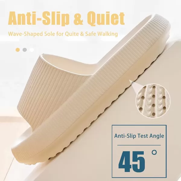imagerosyclo Cloud Slippers for Women and Men Pillow House Slippers Shower Shoes Indoor Slides Bathroom Sandals Ultimate Comfort Lightweight Thick Sole NonSlip Easy to CleanTan