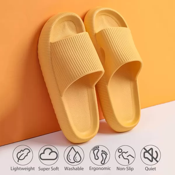 imagerosyclo Cloud Slippers for Women and Men Pillow House Slippers Shower Shoes Indoor Slides Bathroom Sandals Ultimate Comfort Lightweight Thick Sole NonSlip Easy to CleanYellow