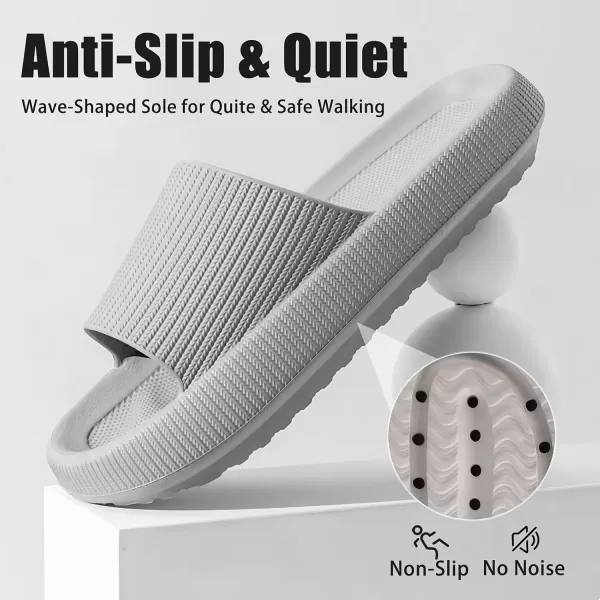 imagerosyclo Cloud Slippers for Women and Men Pillow House Slippers Shower Shoes Indoor Slides Bathroom Sandals Ultimate Comfort Lightweight Thick Sole NonSlip Easy to CleanGrey