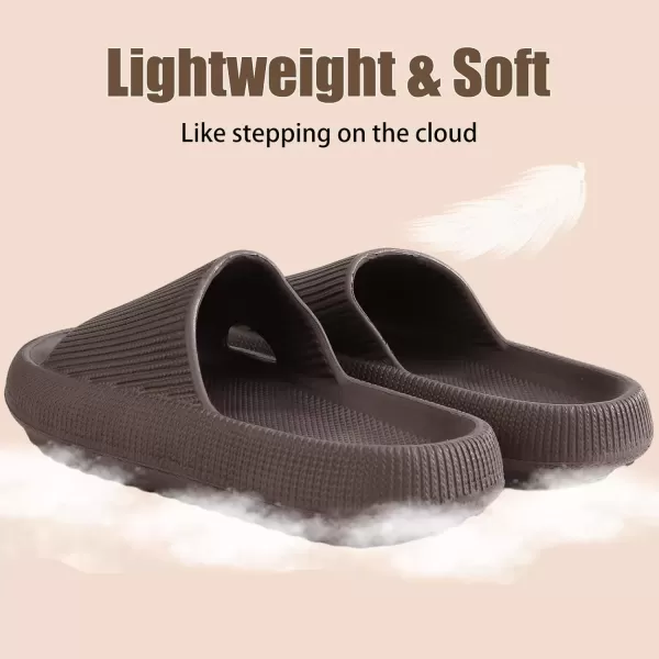 imagerosyclo Cloud Slippers for Women and Men Pillow House Slippers Shower Shoes Indoor Slides Bathroom Sandals Ultimate Comfort Lightweight Thick Sole NonSlip Easy to CleanDark Chocolate