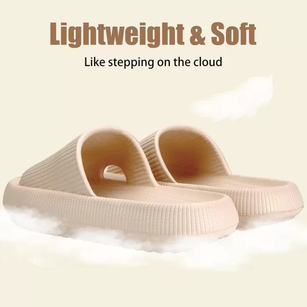 imagerosyclo Cloud Slippers for Women and Men Pillow House Slippers Shower Shoes Indoor Slides Bathroom Sandals Ultimate Comfort Lightweight Thick Sole NonSlip Easy to CleanMilk Tea