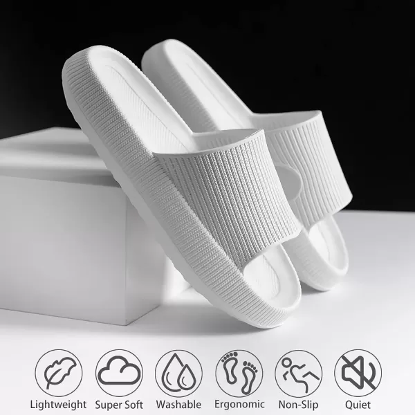 imagerosyclo Cloud Slippers for Women and Men Pillow House Slippers Shower Shoes Indoor Slides Bathroom Sandals Ultimate Comfort Lightweight Thick Sole NonSlip Easy to CleanPure White