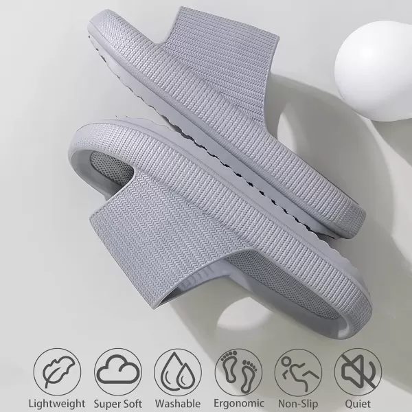 imagerosyclo Cloud Slippers for Women and Men Pillow House Slippers Shower Shoes Indoor Slides Bathroom Sandals Ultimate Comfort Lightweight Thick Sole NonSlip Easy to CleanGrey