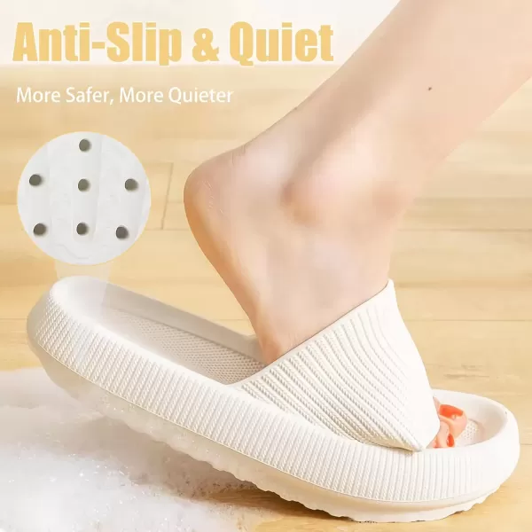 imagerosyclo Cloud Slippers for Women and Men Pillow House Slippers Shower Shoes Indoor Slides Bathroom Sandals Ultimate Comfort Lightweight Thick Sole NonSlip Easy to CleanPure White