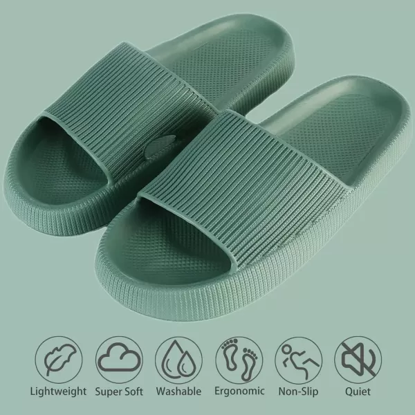 imagerosyclo Cloud Slippers for Women and Men Pillow House Slippers Shower Shoes Indoor Slides Bathroom Sandals Ultimate Comfort Lightweight Thick Sole NonSlip Easy to CleanGreen