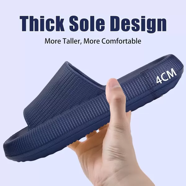 imagerosyclo Cloud Slippers for Women and Men Pillow House Slippers Shower Shoes Indoor Slides Bathroom Sandals Ultimate Comfort Lightweight Thick Sole NonSlip Easy to CleanDeep Navy