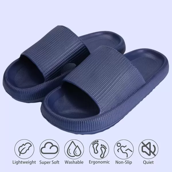 imagerosyclo Cloud Slippers for Women and Men Pillow House Slippers Shower Shoes Indoor Slides Bathroom Sandals Ultimate Comfort Lightweight Thick Sole NonSlip Easy to CleanDeep Navy